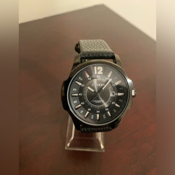 Black Curren Watch with Leather Strap - Picture 1 of 4